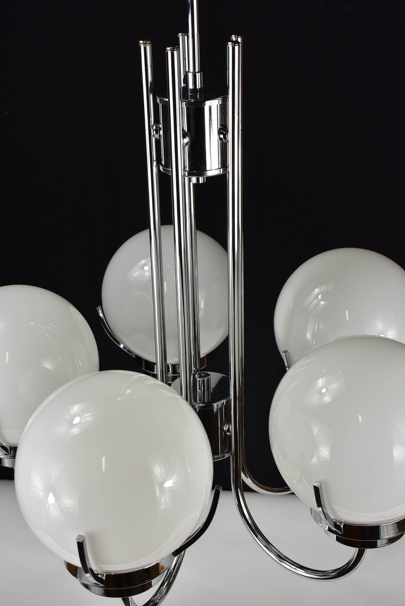 Modernist chrome chandelier