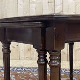 English nesting tables in mahogany and leather top under glass - work from the 1950s