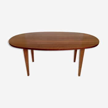 Vintage 1960s wooden coffee table, handcrafted by French.