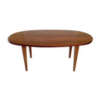 Vintage 1960s wooden coffee table, handcrafted by French.