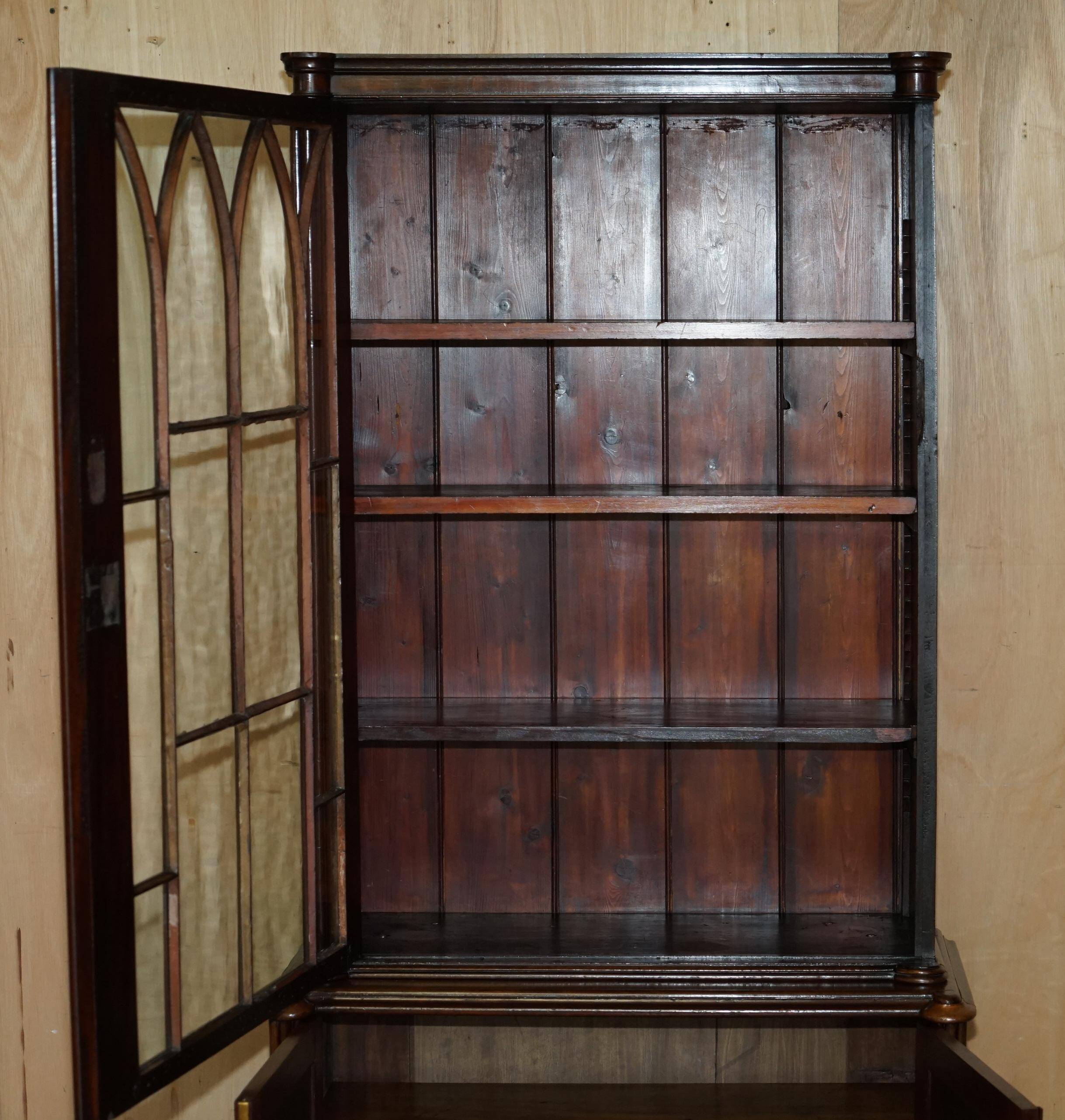 Astral glass library in Gothic Revival style, early Victorian.