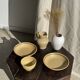 Lot de 2 assiettes creuses en grès liseré brun et marron D21,5