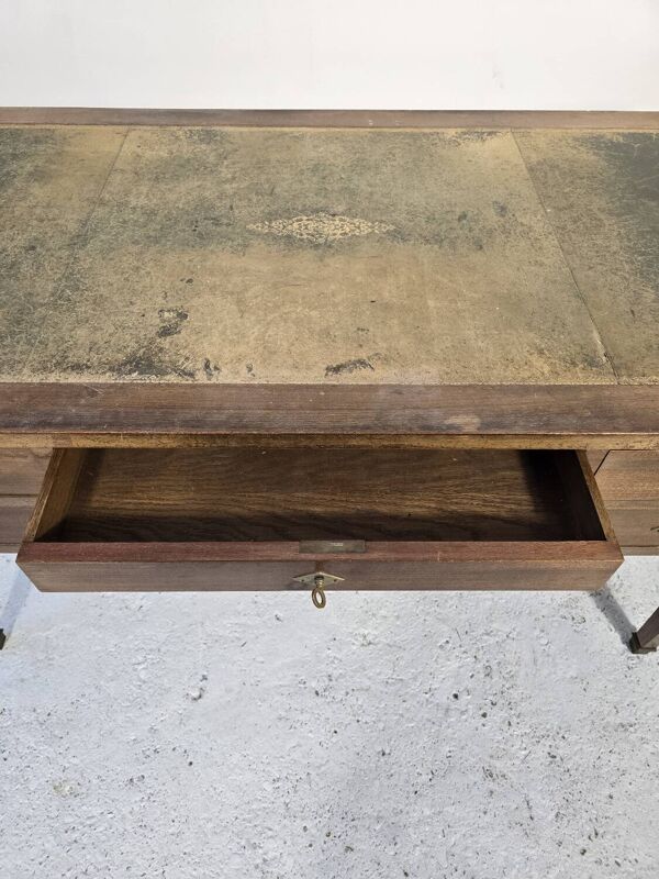 Bureau plat double face en acajou, style Louis XVI – XIXᵉ siècle