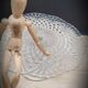 Pie dish or cake on foot transparent molded glass