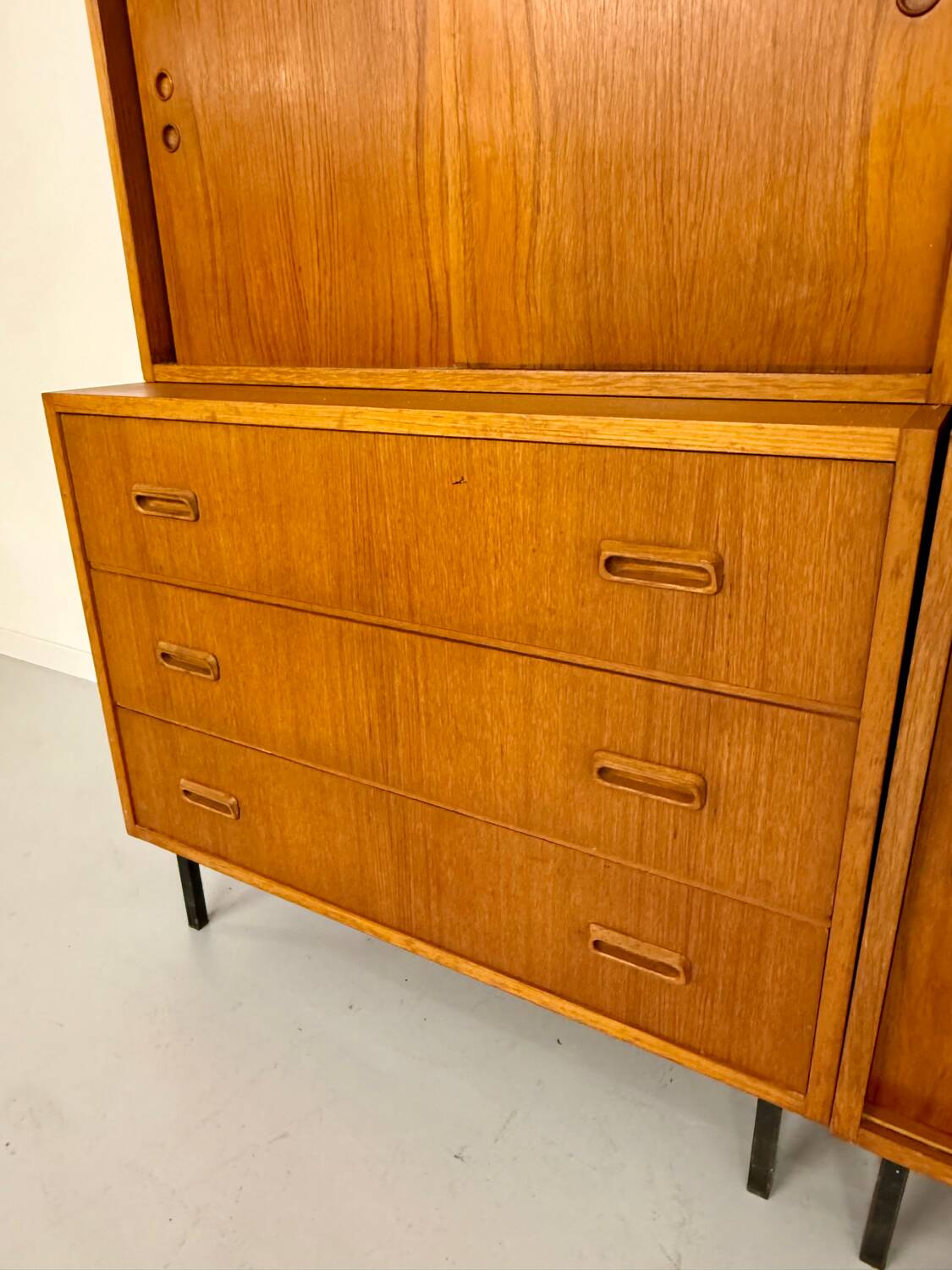 Antique 1950s vintage designer oak modular sideboard