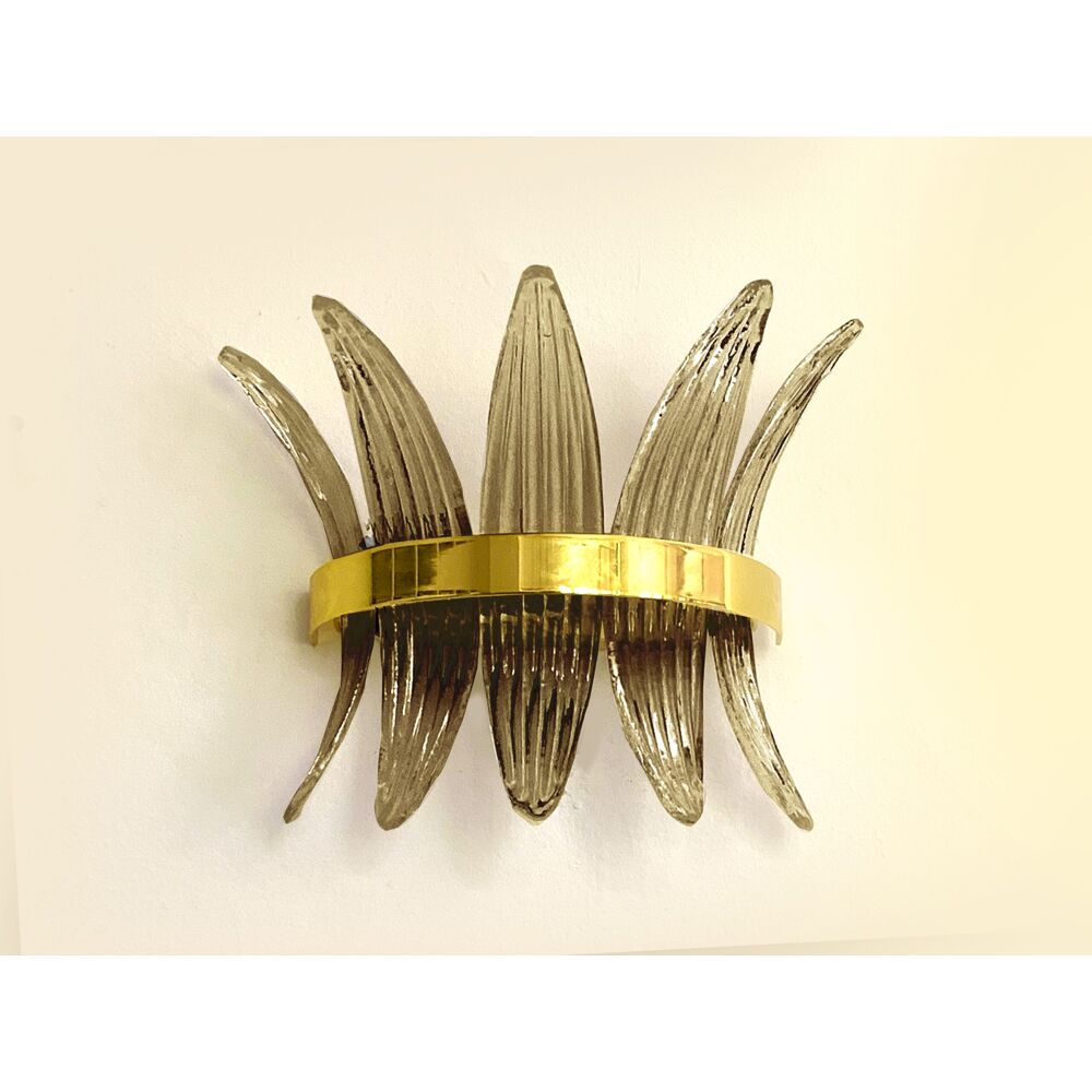 Fume’ “palmette” murano glass belt wall sconce