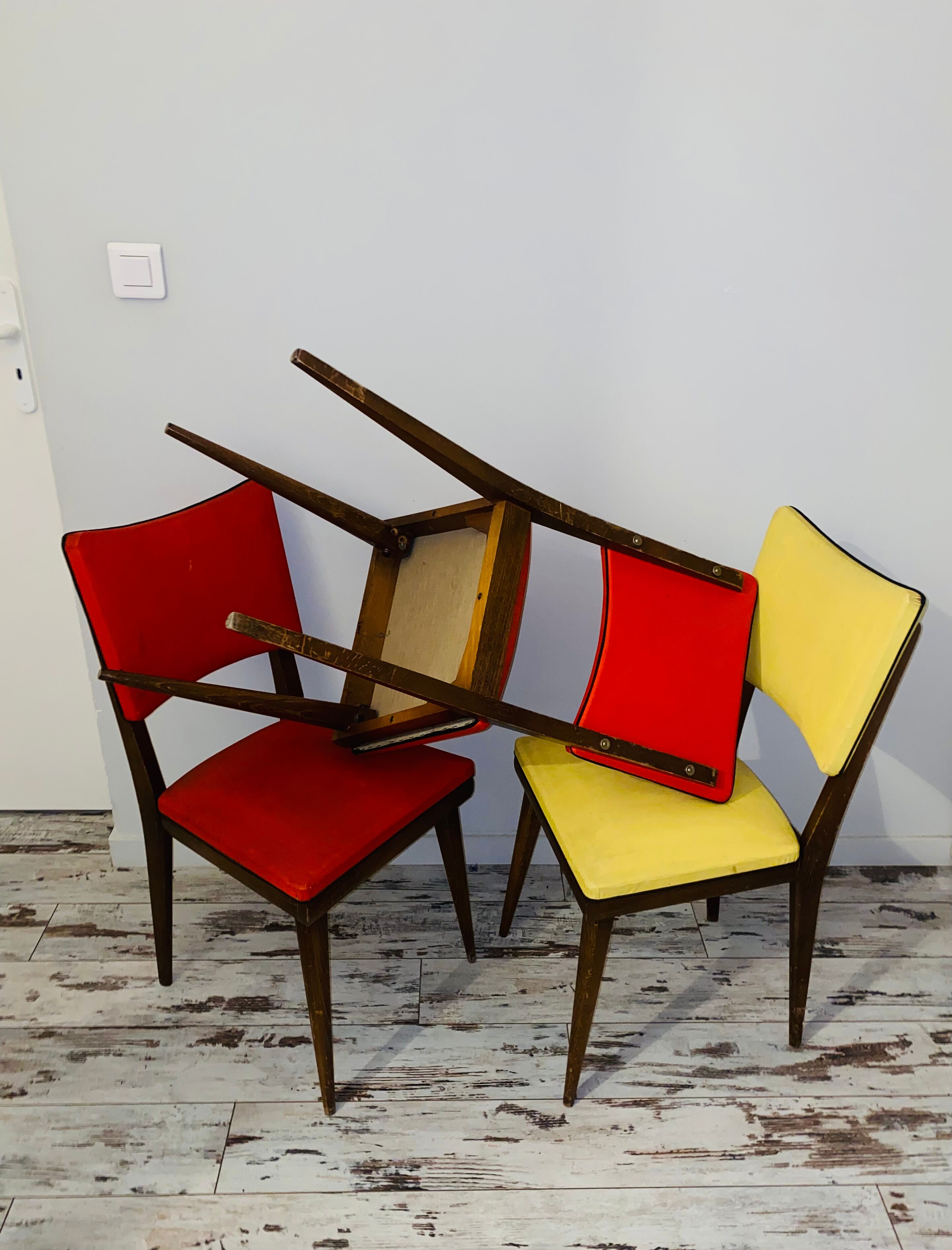 Suite of 5 vintage chair 50s
