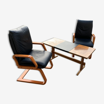 Mid-century lounge chairs and table, 1960s, set of 2