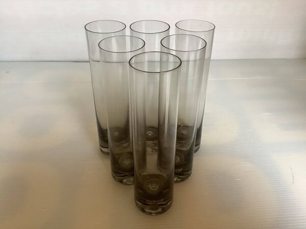 Six vases soliflores bulles style Kosta Boda