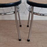 Pair of chrome and cane bistro chairs from the 70s.