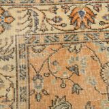 6x9 Orange & Black Floral Pattern Bordered Style Vintage Rug, 160x271Cm