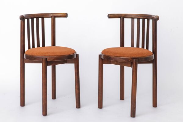 5 chaises en bois cintré des années 1950, chaises vintage en hêtre, salle à manger du milieu du siècle