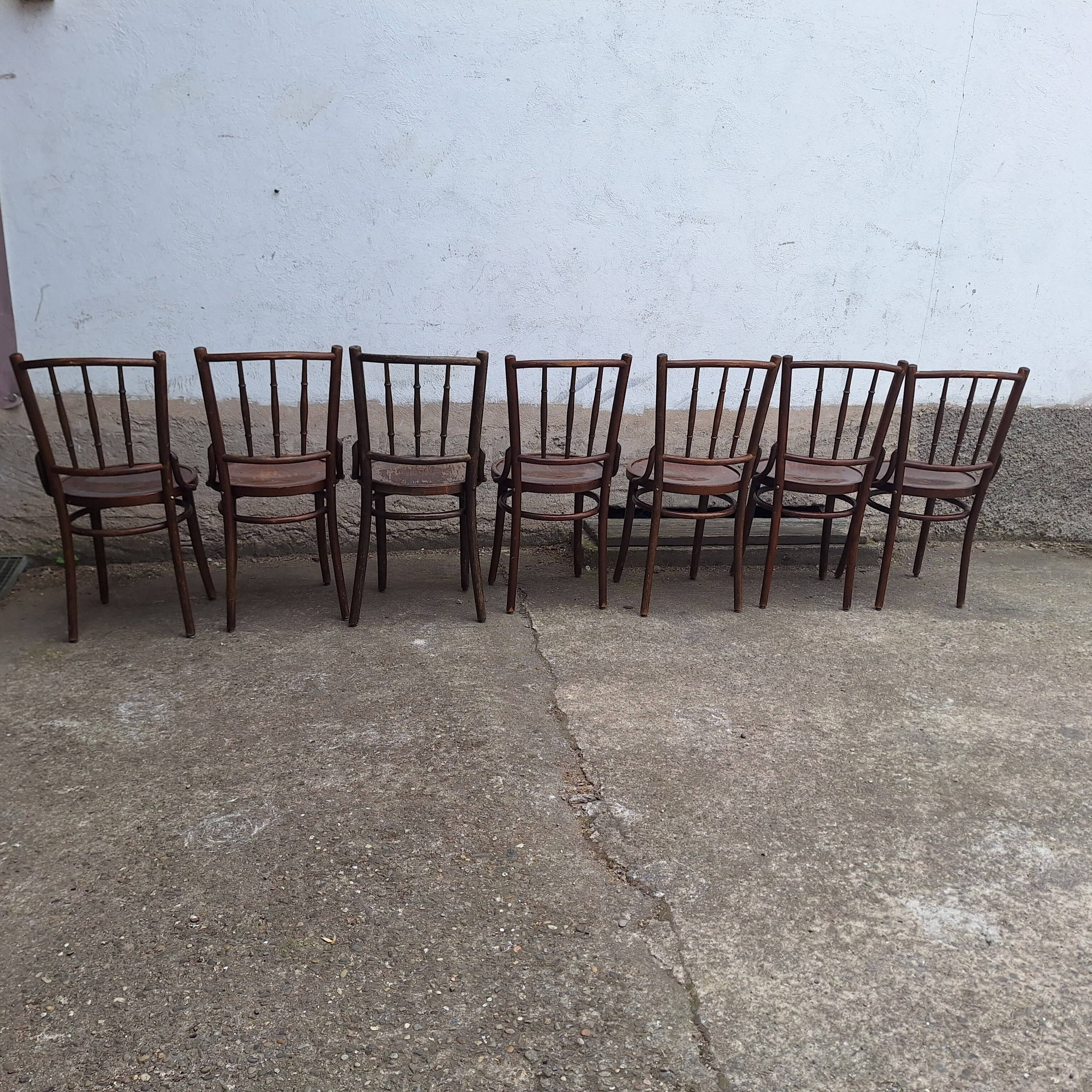 Thonet or Fischel bistro chair set of 7