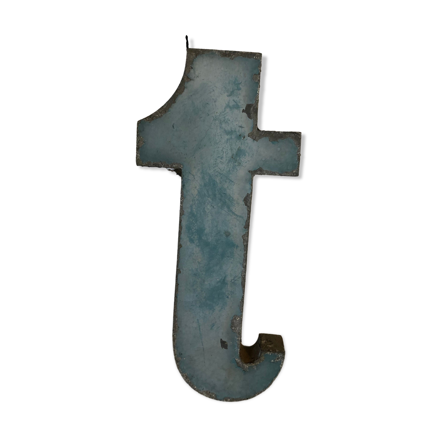 Blue sign letter "T"
