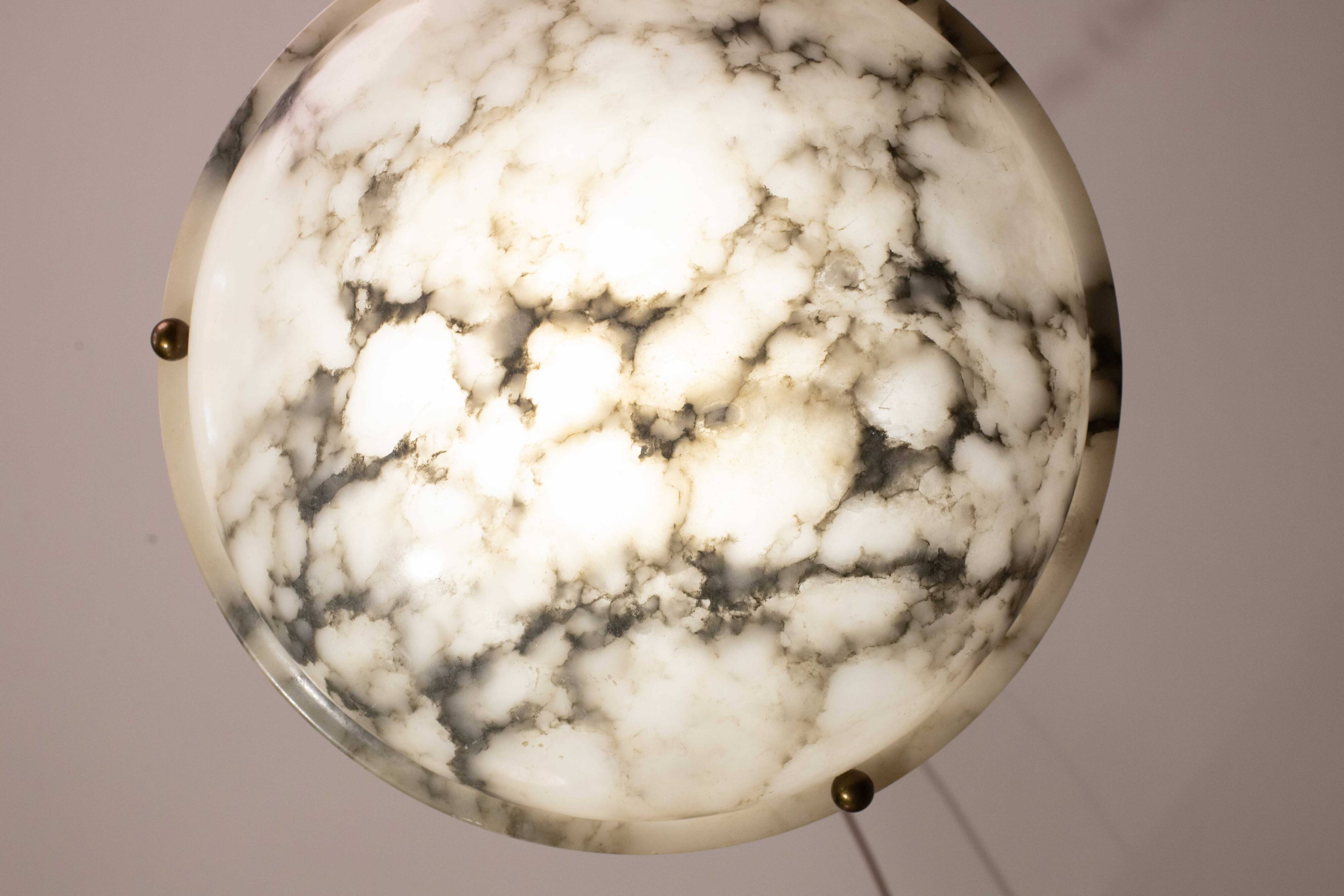 Art Deco White Albaster Chandelier, 1950s