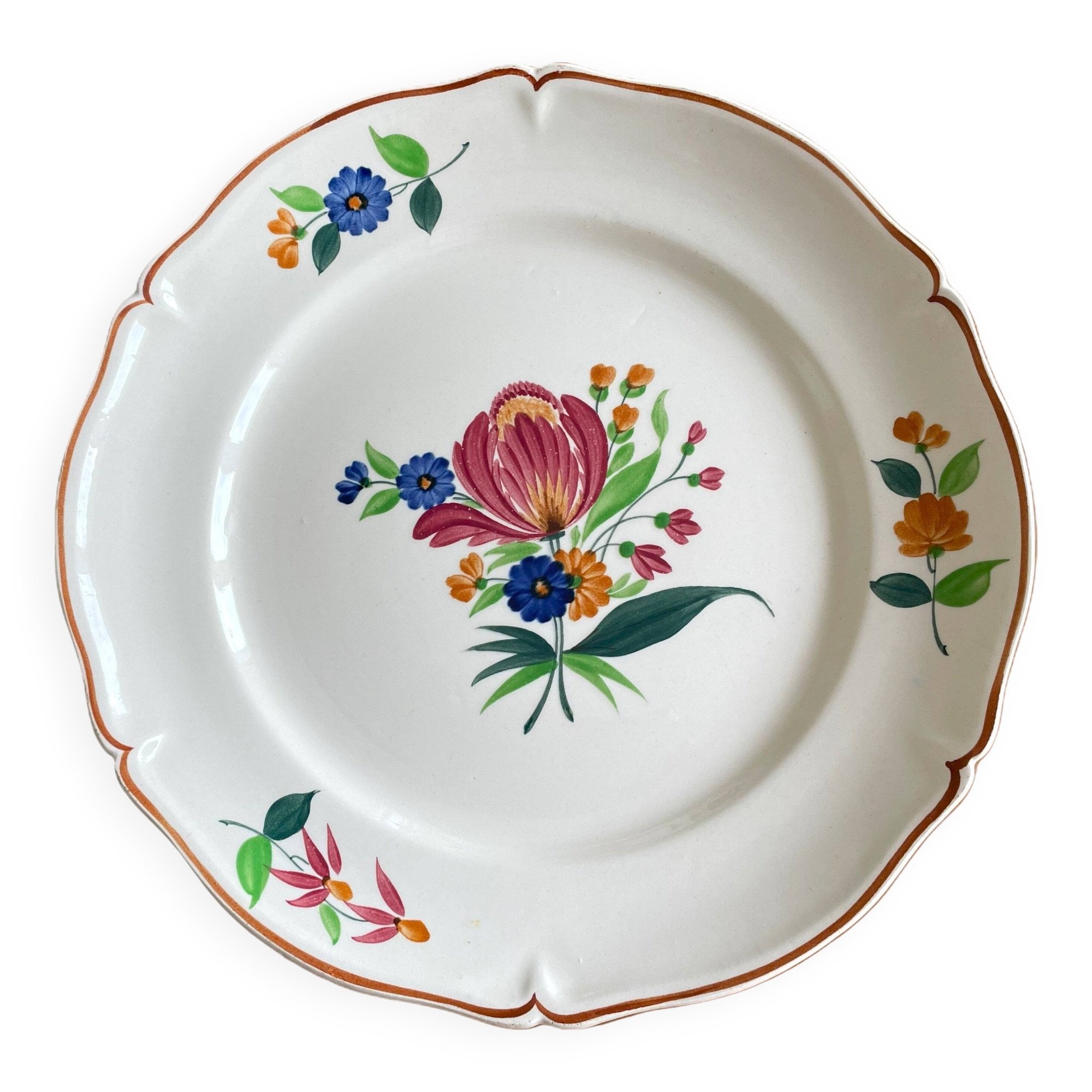 Antique earthenware serving dish from Saint-Amand (North)