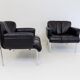 Set of 2 Girsberger Eurochair leather armchairs