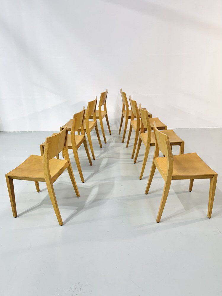 Vintage beech dining chairs, 1980s, set of 8