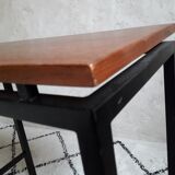 Side table or console teak and vintage metal
