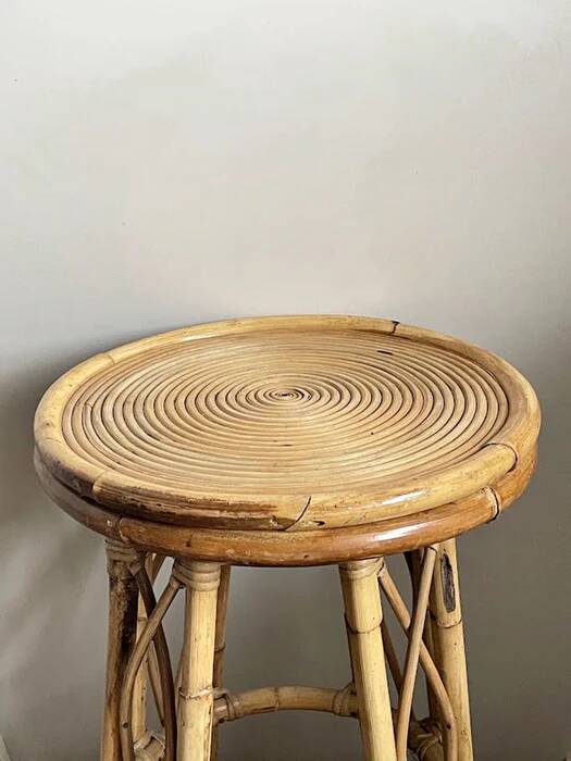 Vintage sculptural rattan bar stool, Japan, 1970s