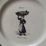 Vintage St Clément plate to hang with pewter frame stamped pewter of the fountain France