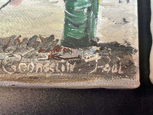 Paire de marine formant pendant huile sur toile, Paul Georgelin Côte d'Armor