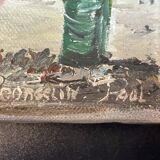 Pair of marine pendant oil on canvas, Paul Georgelin Côte d'Armor