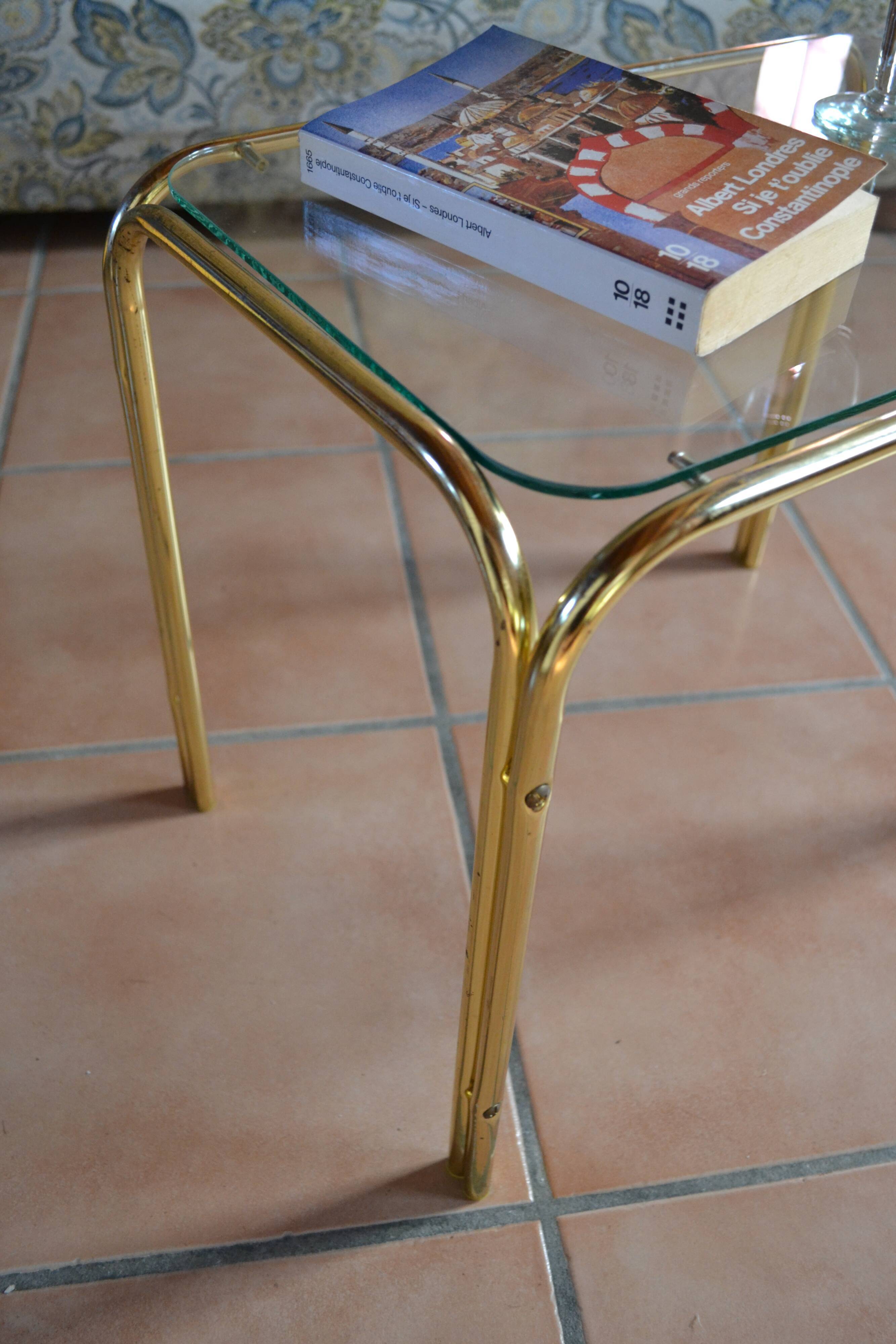 Glass side coffee table 70s