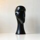 Modernist black ceramic sculpture – stylised head – 1960s