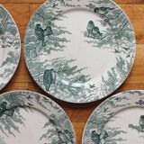 4 dessert plates in iron earth model "Snow" U&C Sarreguemines late nineteenth early twentieth century