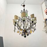 Large Crystal Multicolored Chandelier 1950’s