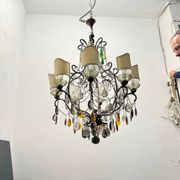 Grand lustre en cristal multicolore des années 1950