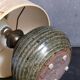 Lampe d'appoint vintage en grès émaillé, abat-jour herbier