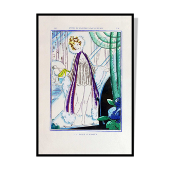 Pochoir lithographique originale  Robert Bonfils  La robe d'amour planche I  1920
