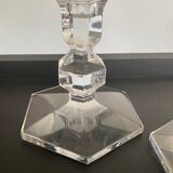 Pair of Val Saint Lambert crystal candle holders