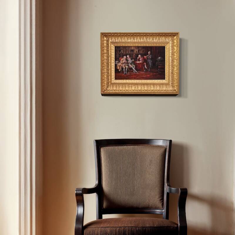Italian painting interior scene dated 1941