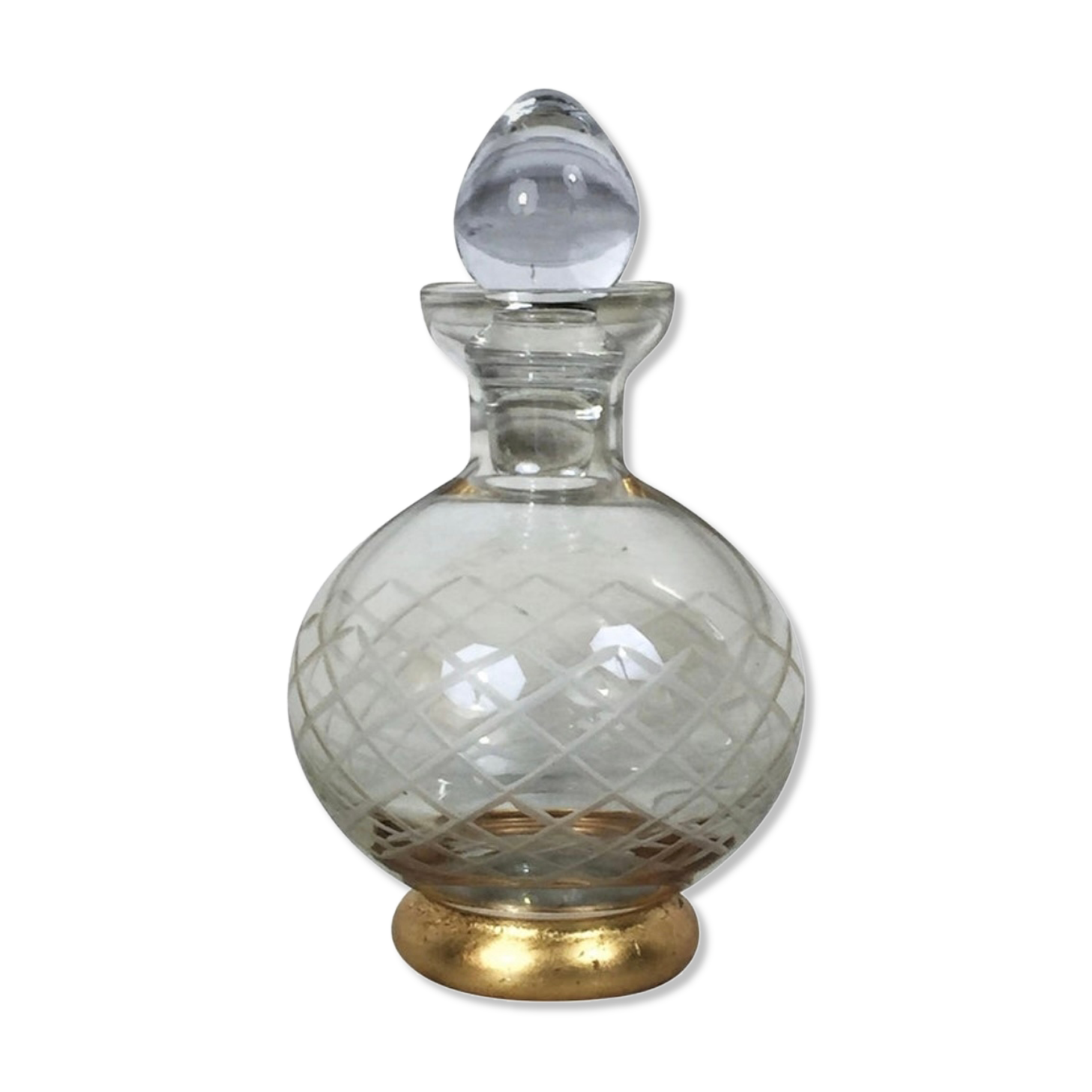 Carafe in chiseled and gilded glass, Circa 1940