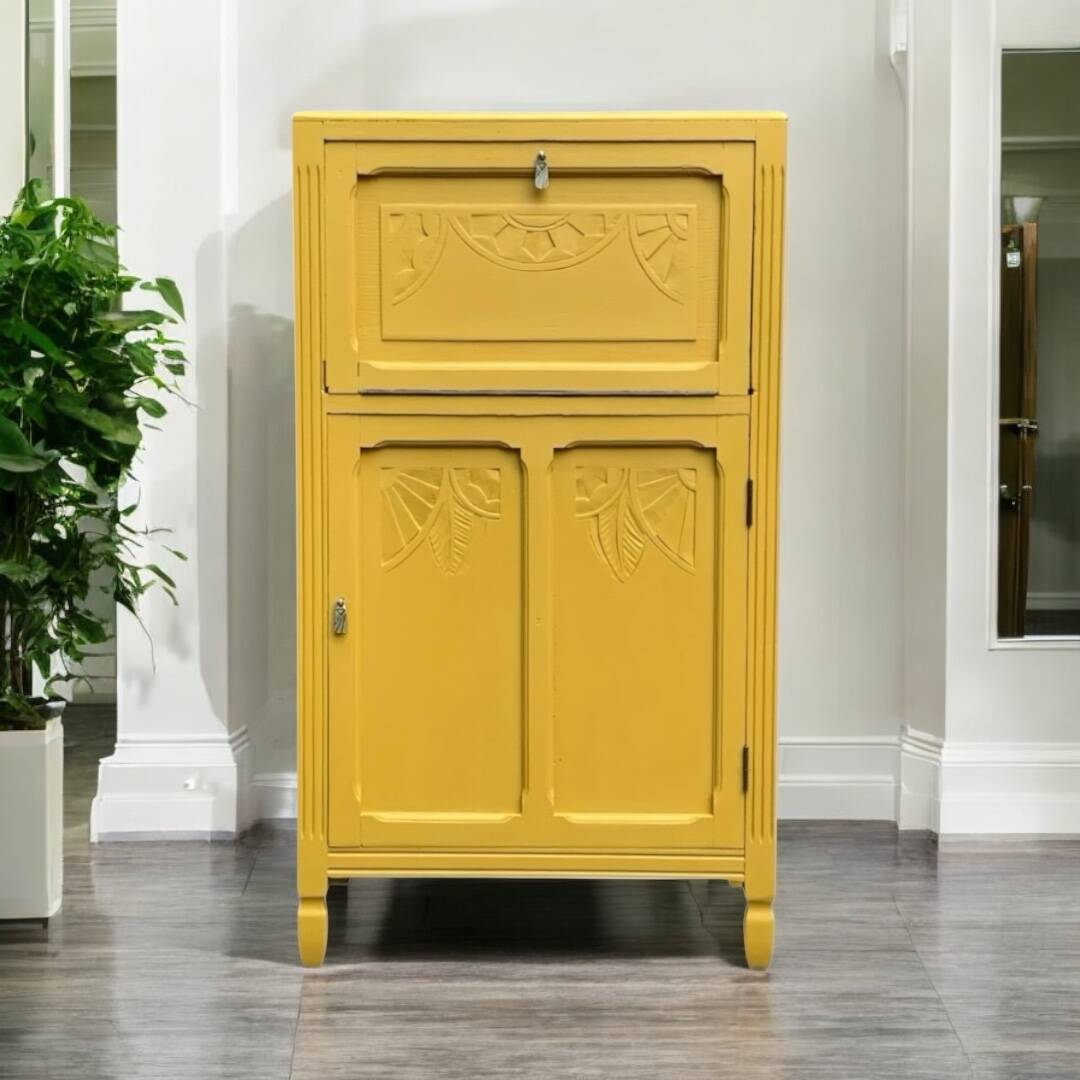 Parisian art deco buffet in yellow ochre