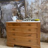 Chest of drawers raw wood and linen