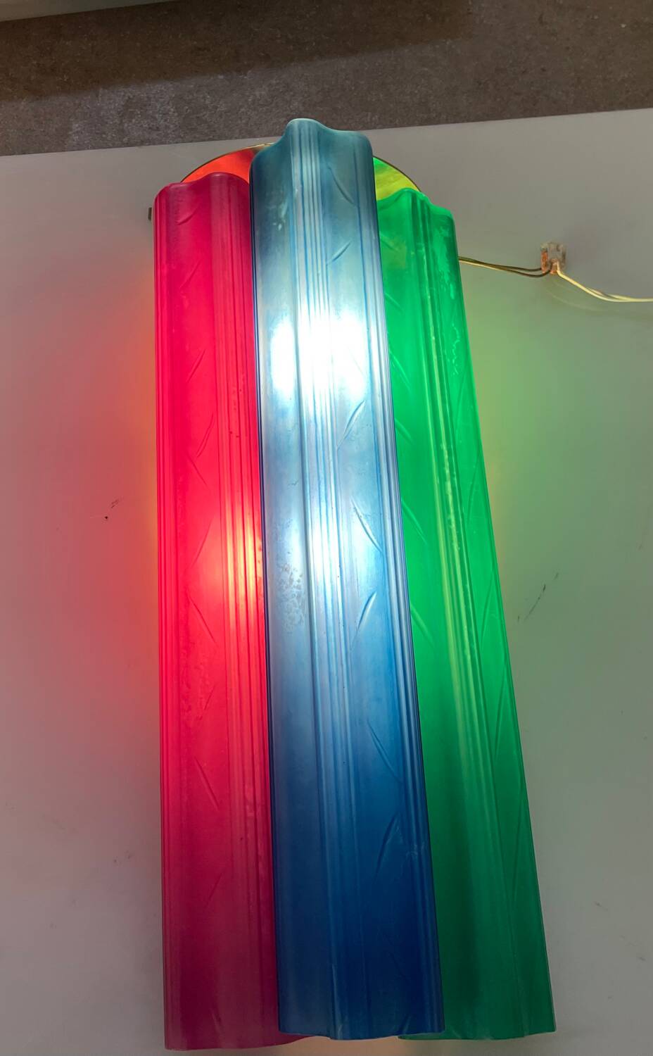 Lot de 2 appliques Tronchi en verre multicolore Pop Art des années 1970