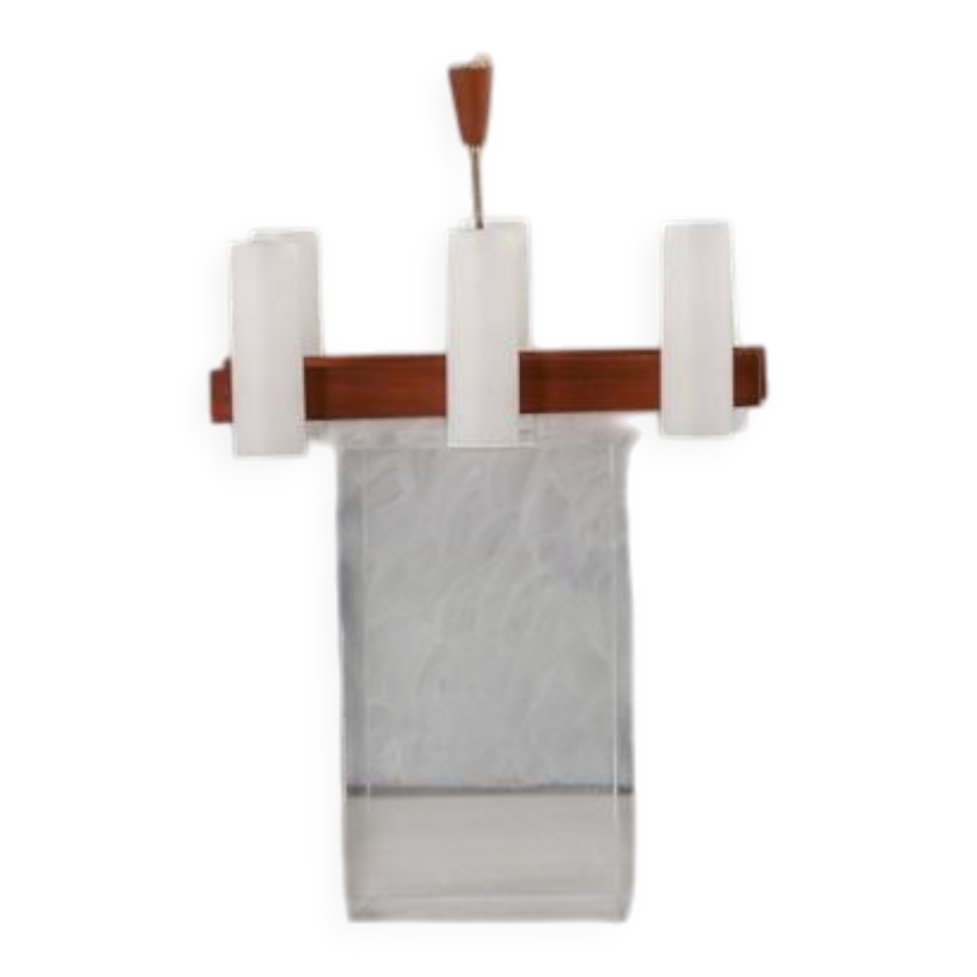 Vintage Danish teak and brass ceiling lamp, Denmark 1970s