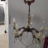 Brass chandelier with 5 branches and pendants
