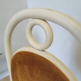 Vintage Thonet Bentwood Dining Chair: White Wood, Yellow Fabric, 1970s Yugo