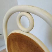 Vintage Thonet Bentwood Dining Chair: White Wood, Yellow Fabric, 1970s Yugo