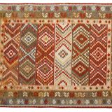 Geometric Kilim Oriental Rug, Wool Rustic Flatwoven Carpet 249x195cm