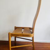 Vintage brutalist curved oak dining chairs from allmilmö, 1980s, set of 4. unique danish design.