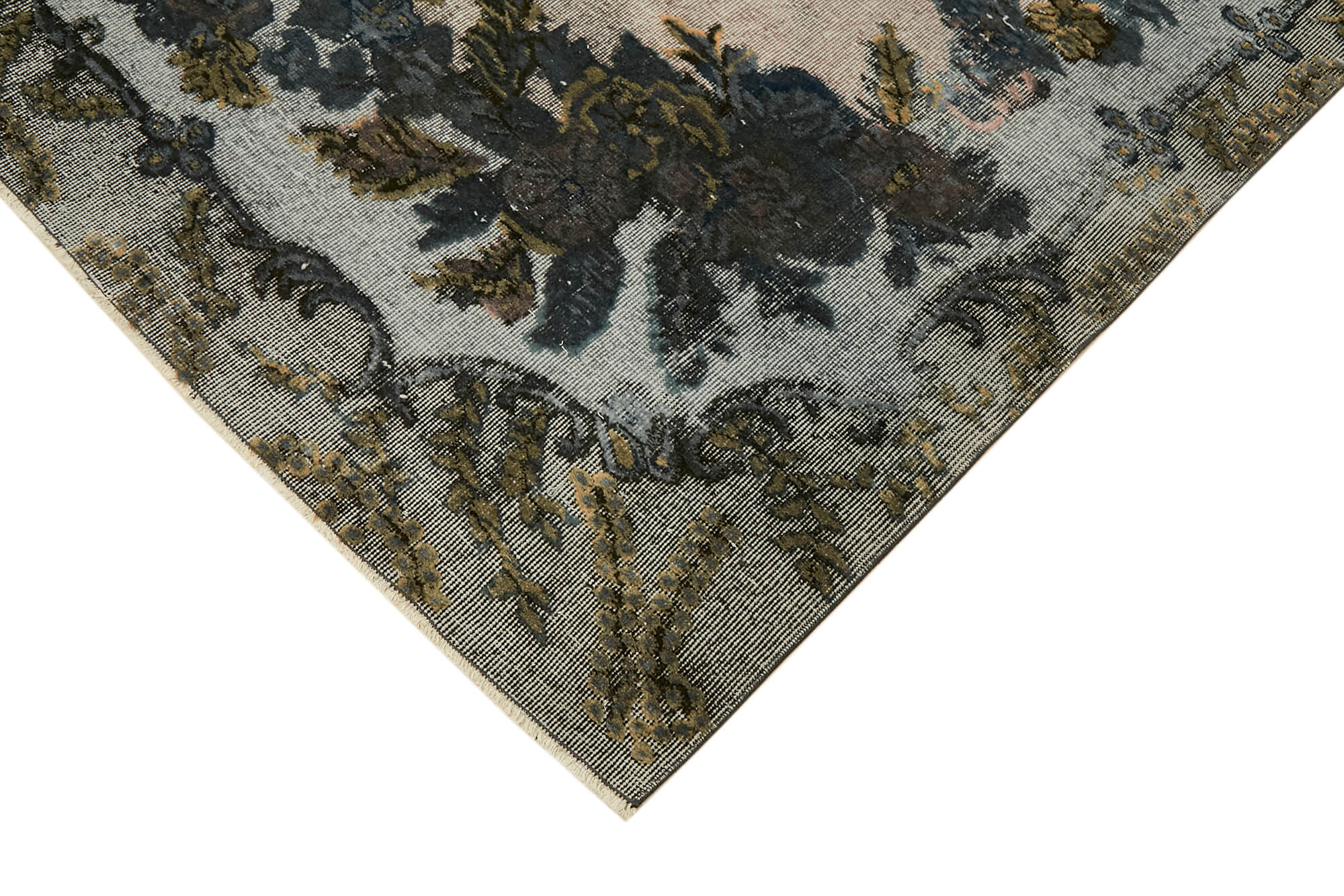 Handmade Hi-Low Pile Turkish 1980s 217 cm x 313 cm Grey Rug