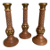 Trio de grands bougeoirs marron et doré