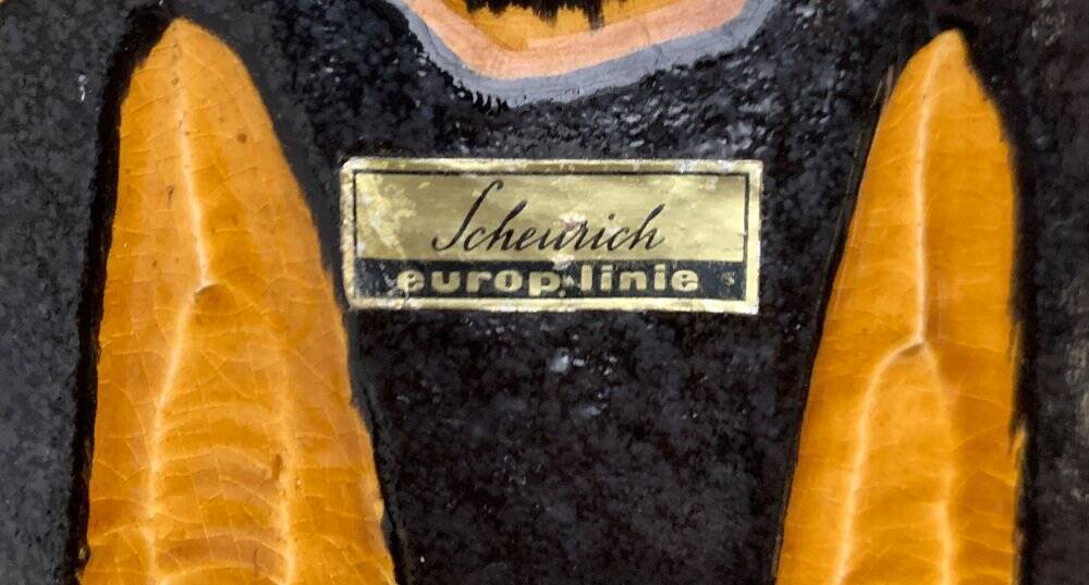 Brutalist sun vase in West German pottery WGP from the mid-century by Scheurich, 1960s.