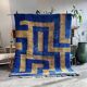 Aftas - Custom-made blue and green Moroccan Mrirt rug in wool.